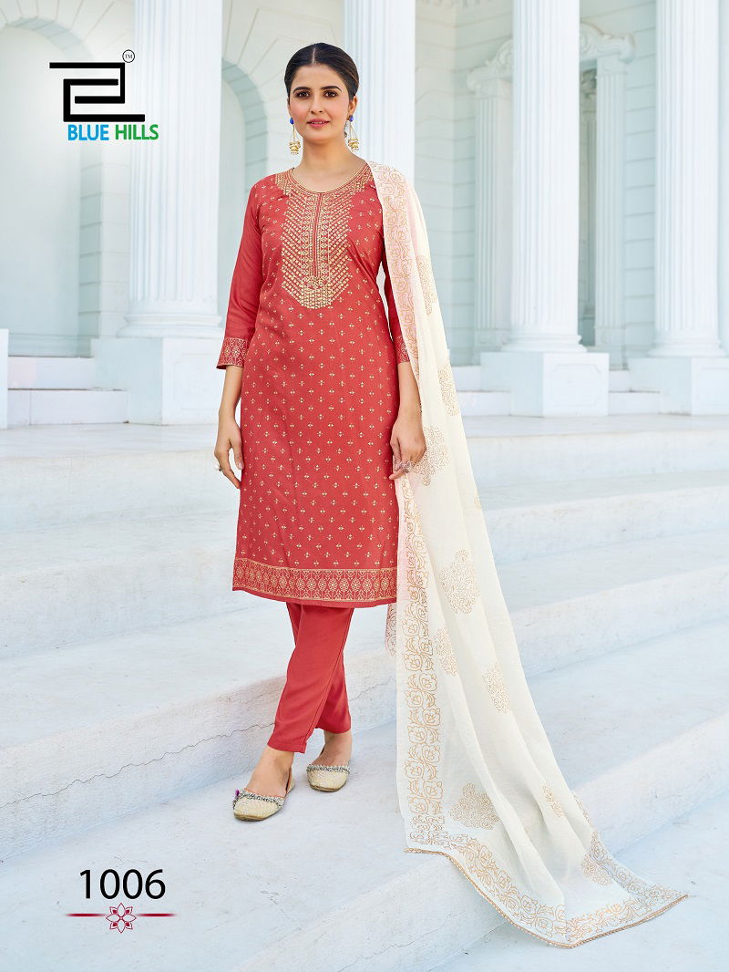 Swift By Blue Hills Rayon Foil Print Kurti With Bottom Dupatta Wholesale Shop In Surat
